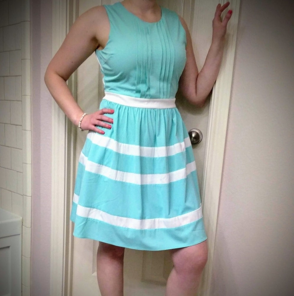 Mint green and White stripped Dress